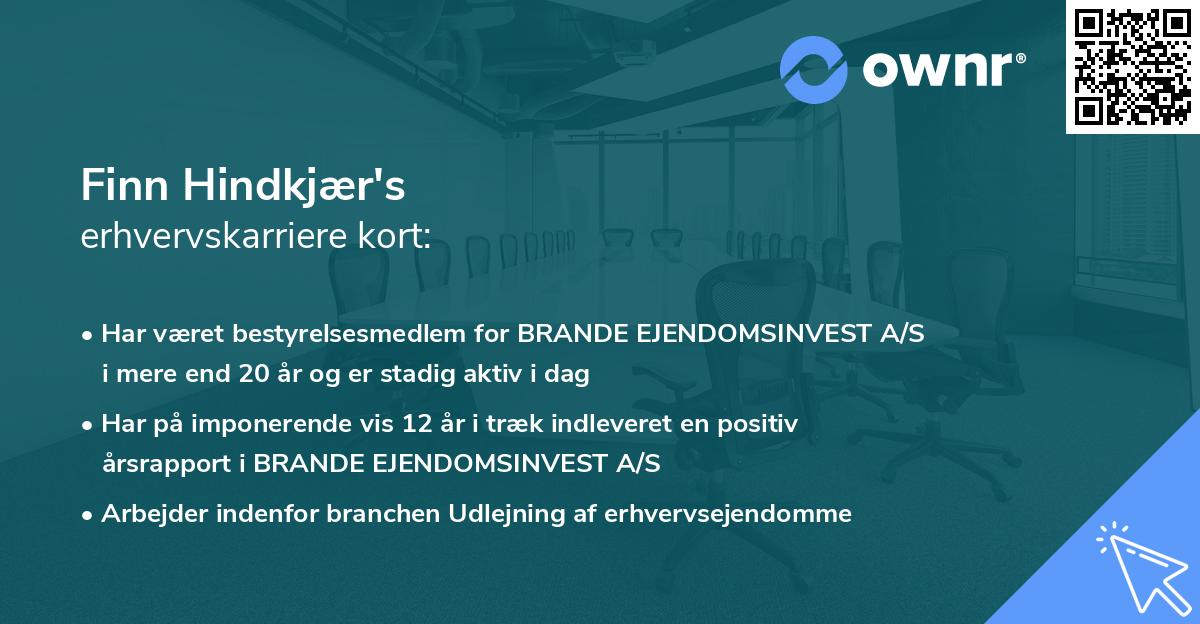 Finn Hindkjær's erhvervskarriere kort