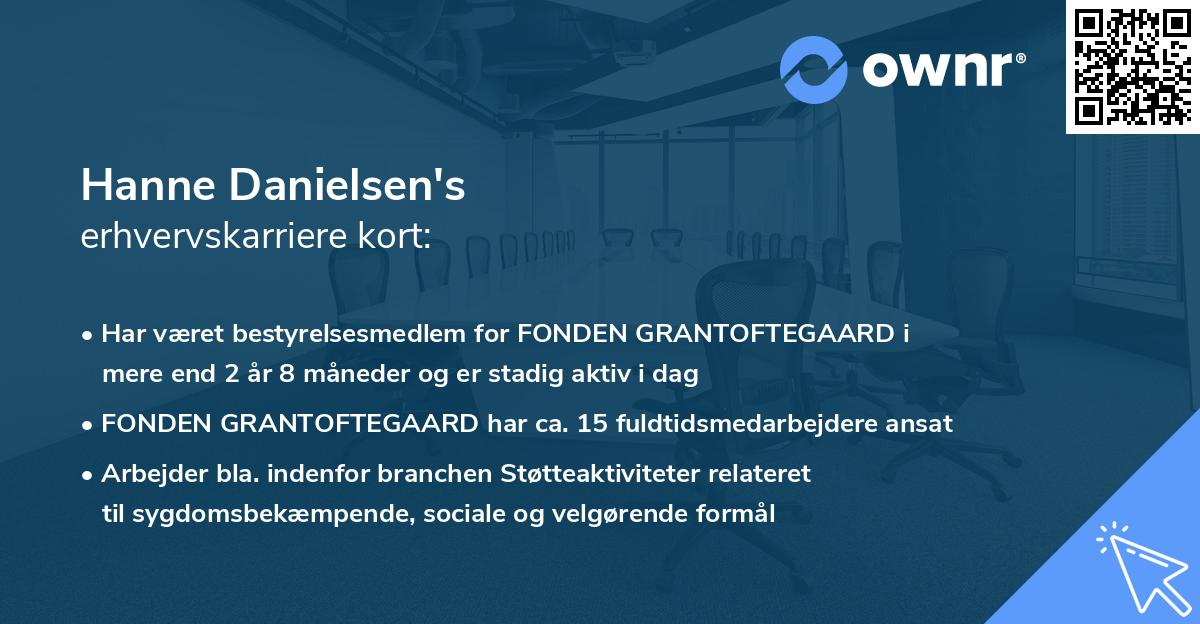 Hanne Danielsen's erhvervskarriere kort