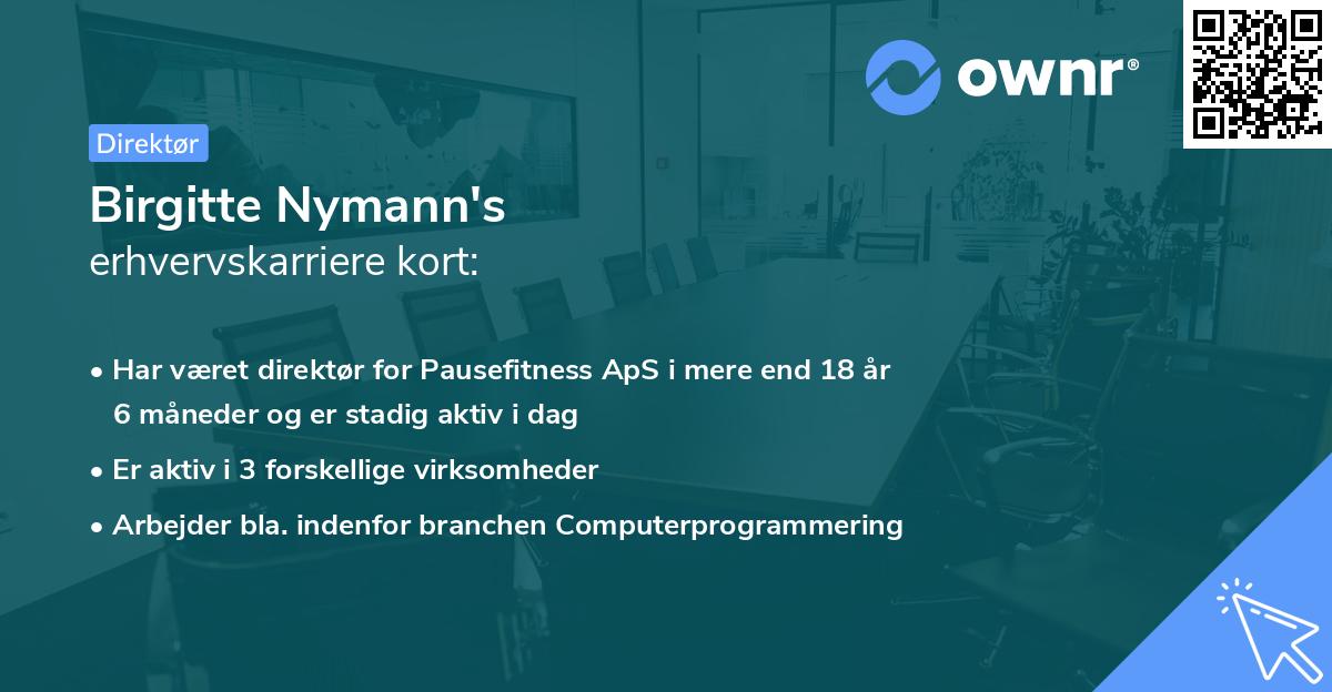 Birgitte Nymann's erhvervskarriere kort
