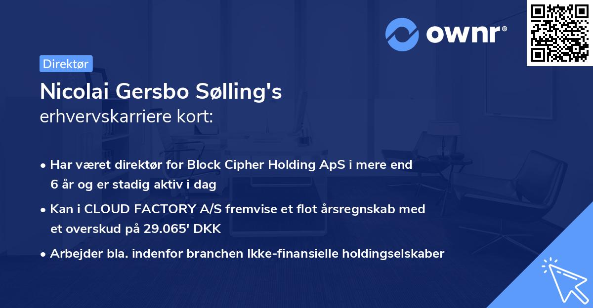 Nicolai Gersbo Sølling's erhvervskarriere kort