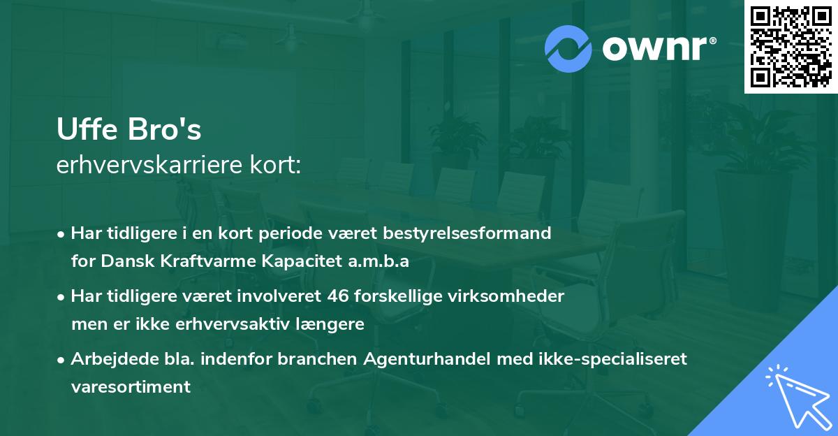 Uffe Bro's erhvervskarriere kort