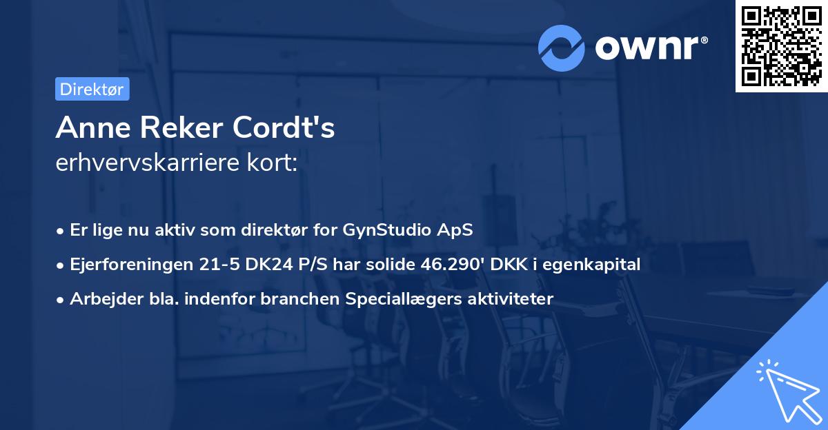 Anne Reker Cordt's erhvervskarriere kort