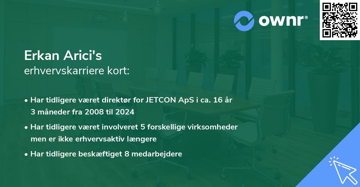 Erkan Arici's erhvervskarriere kort