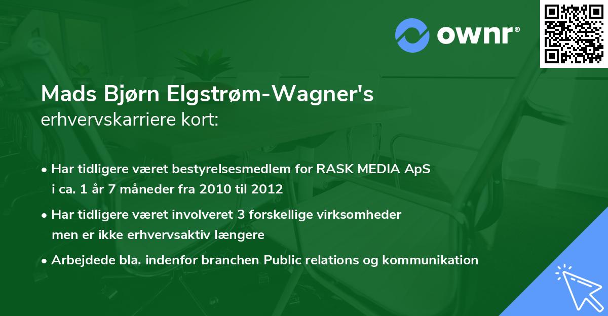Mads Bjørn Elgstrøm-Wagner's erhvervskarriere kort