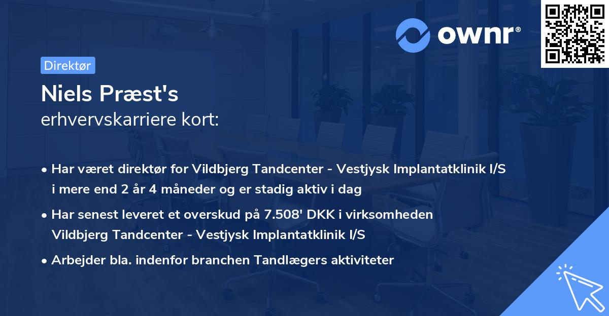 Niels Præst's erhvervskarriere kort