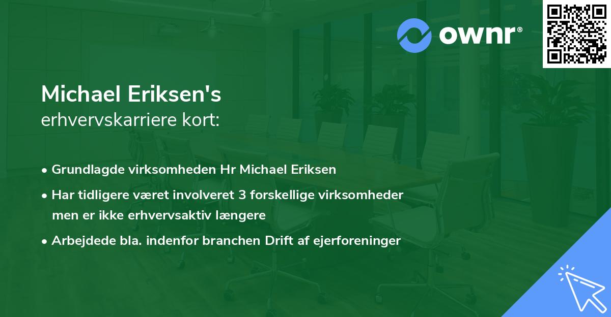 Michael Eriksen's erhvervskarriere kort
