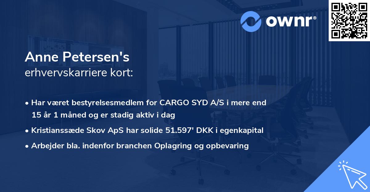 Anne Petersen's erhvervskarriere kort