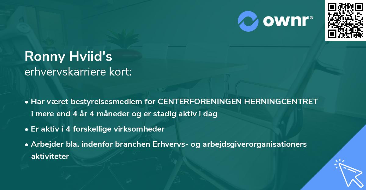 Ronny Hviid's erhvervskarriere kort