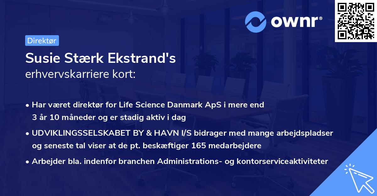 Susie Stærk Ekstrand's erhvervskarriere kort
