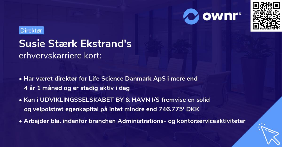 Susie Stærk Ekstrand's erhvervskarriere kort