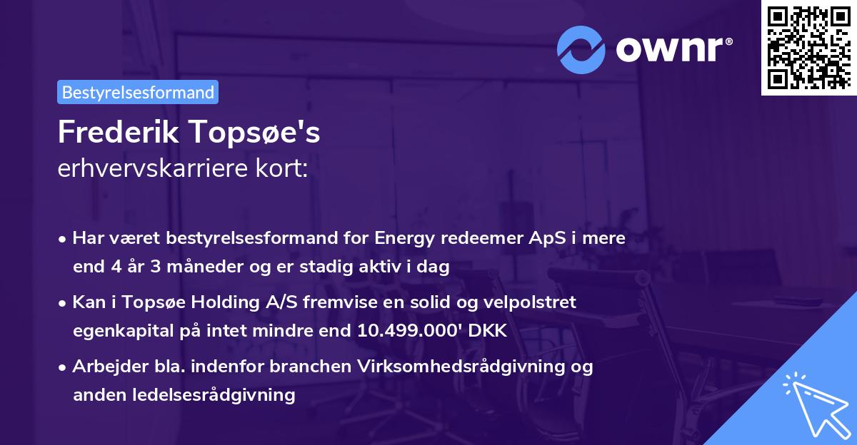 Frederik Topsøe's erhvervskarriere kort