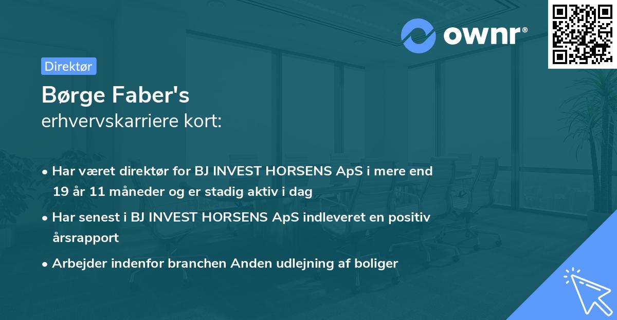 Børge Faber's erhvervskarriere kort