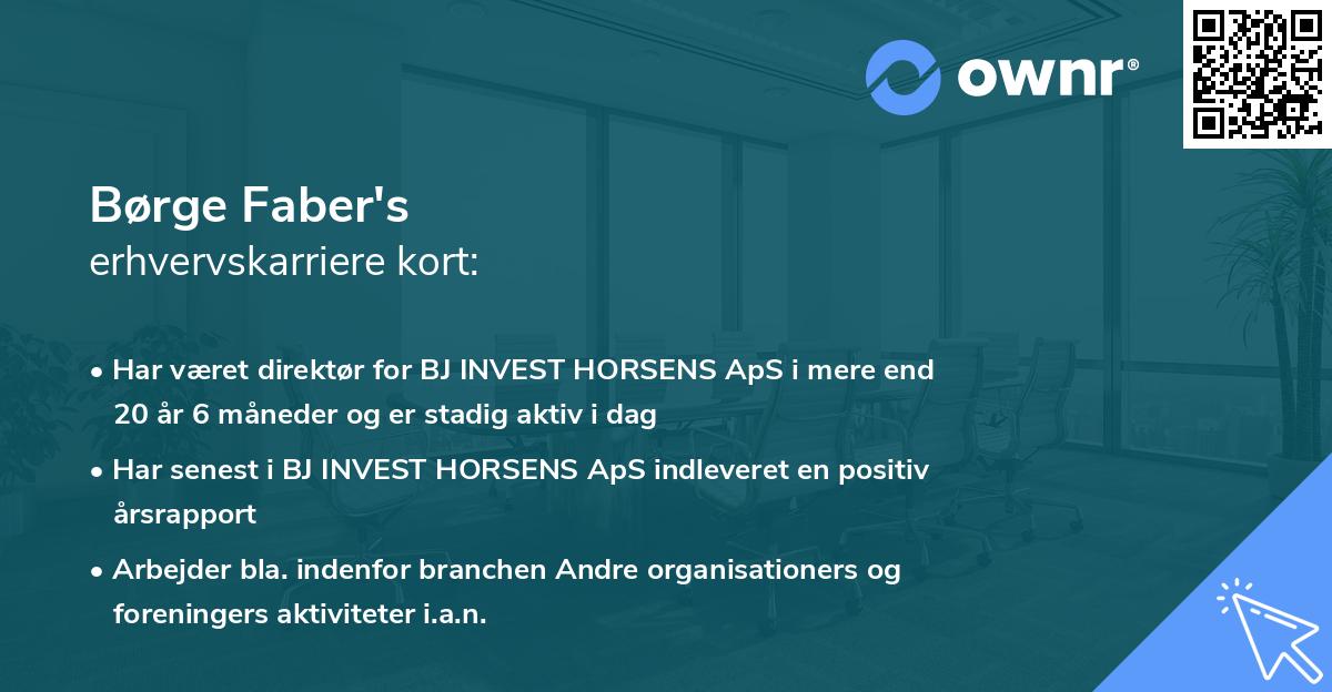 Børge Faber's erhvervskarriere kort