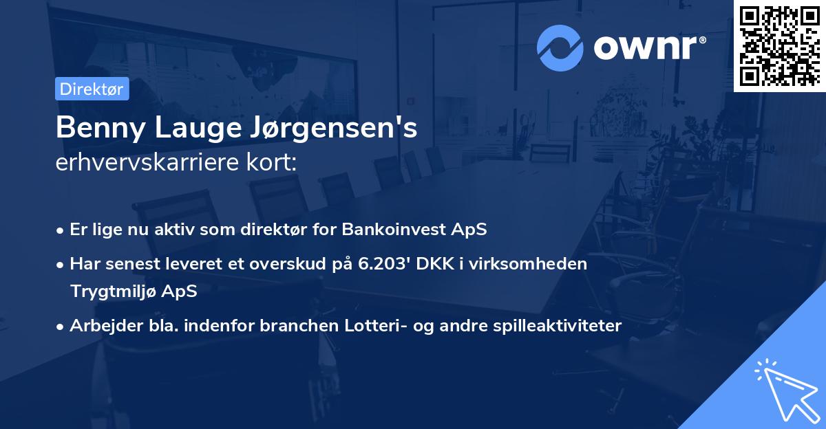 Benny Lauge Jørgensen's erhvervskarriere kort