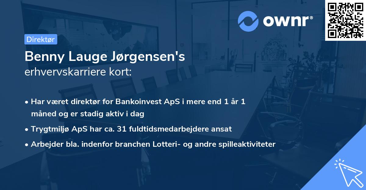 Benny Lauge Jørgensen's erhvervskarriere kort
