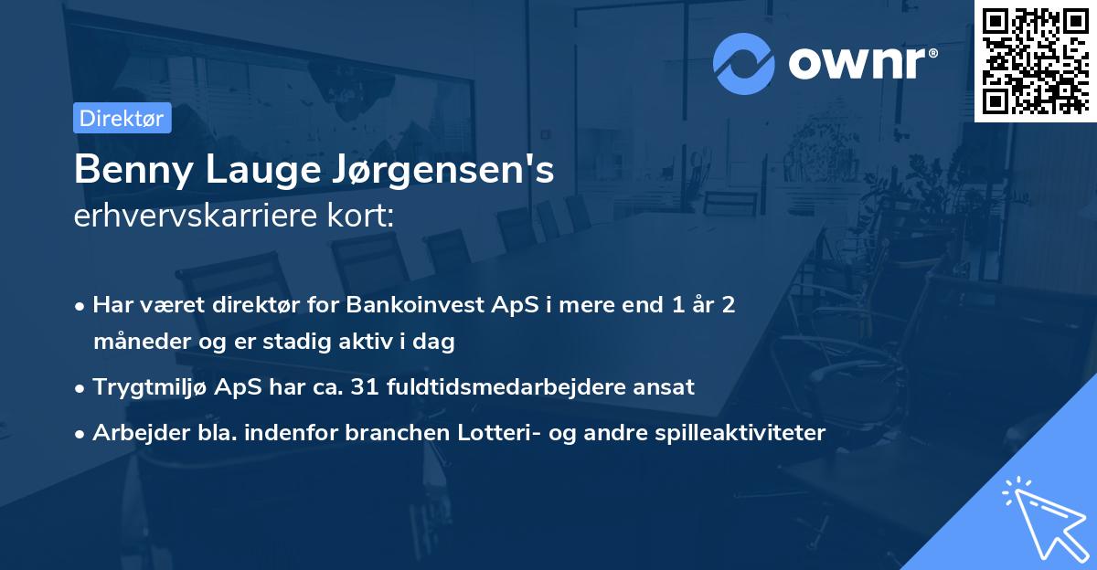 Benny Lauge Jørgensen's erhvervskarriere kort