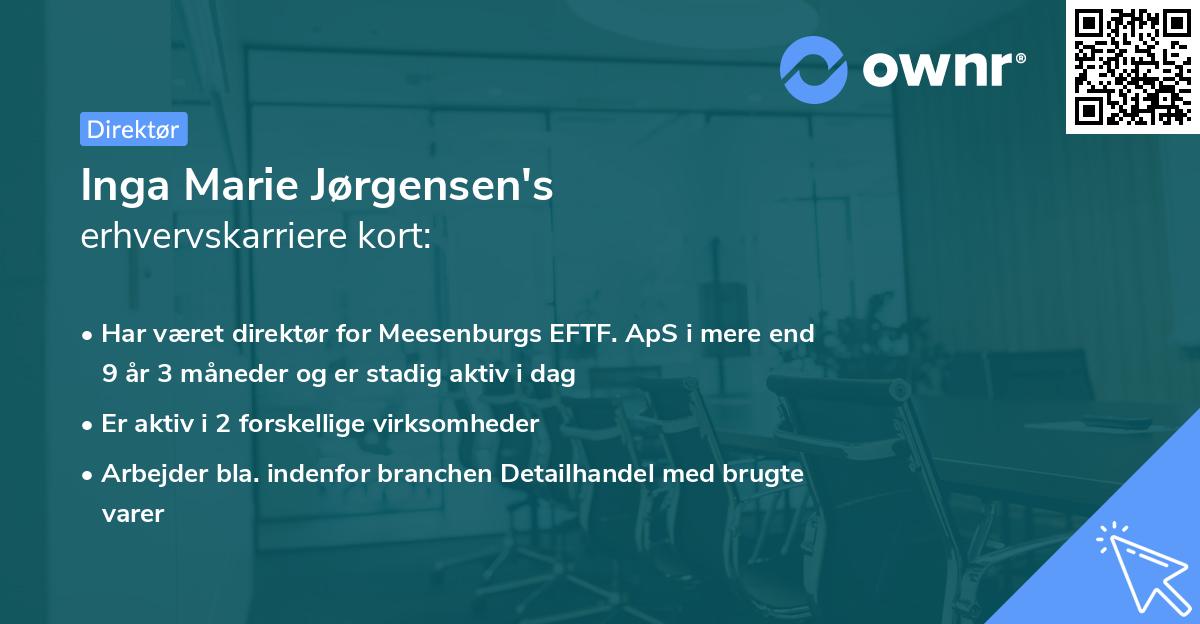 Inga Marie Jørgensen's erhvervskarriere kort