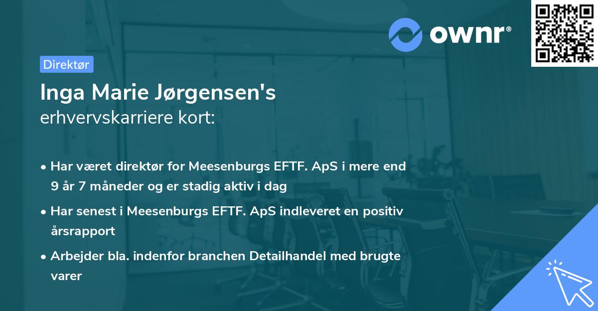 Inga Marie Jørgensen's erhvervskarriere kort