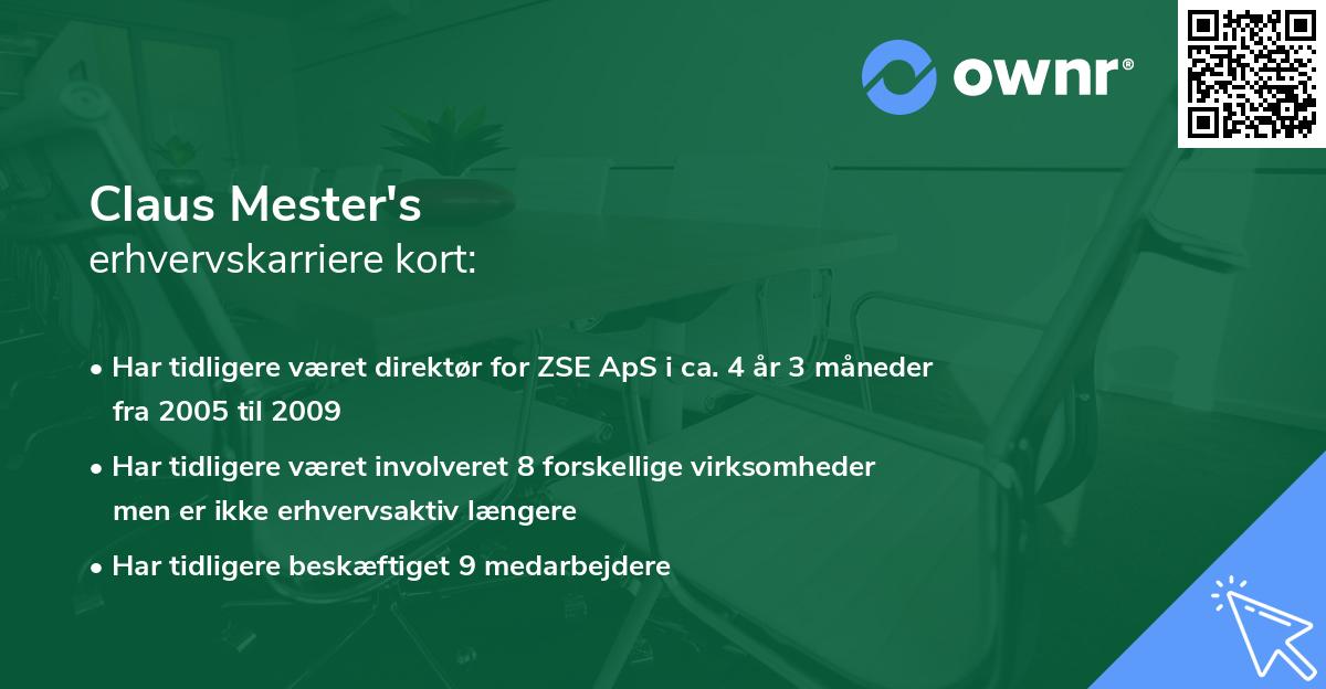 Claus Mester's erhvervskarriere kort