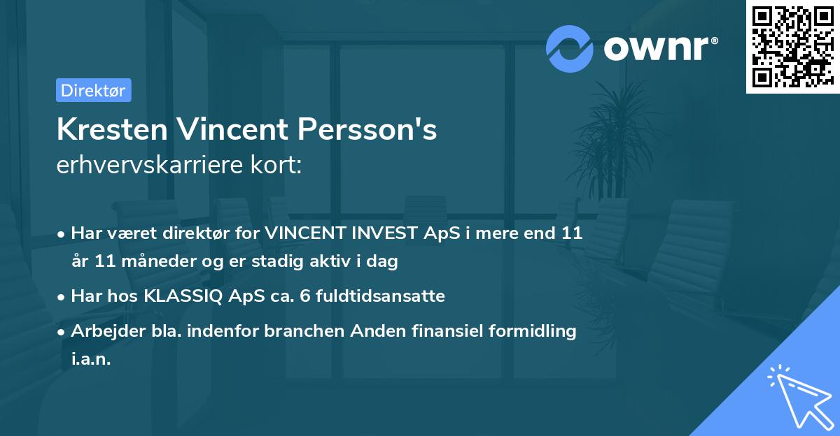 Kresten Vincent Persson's erhvervskarriere kort
