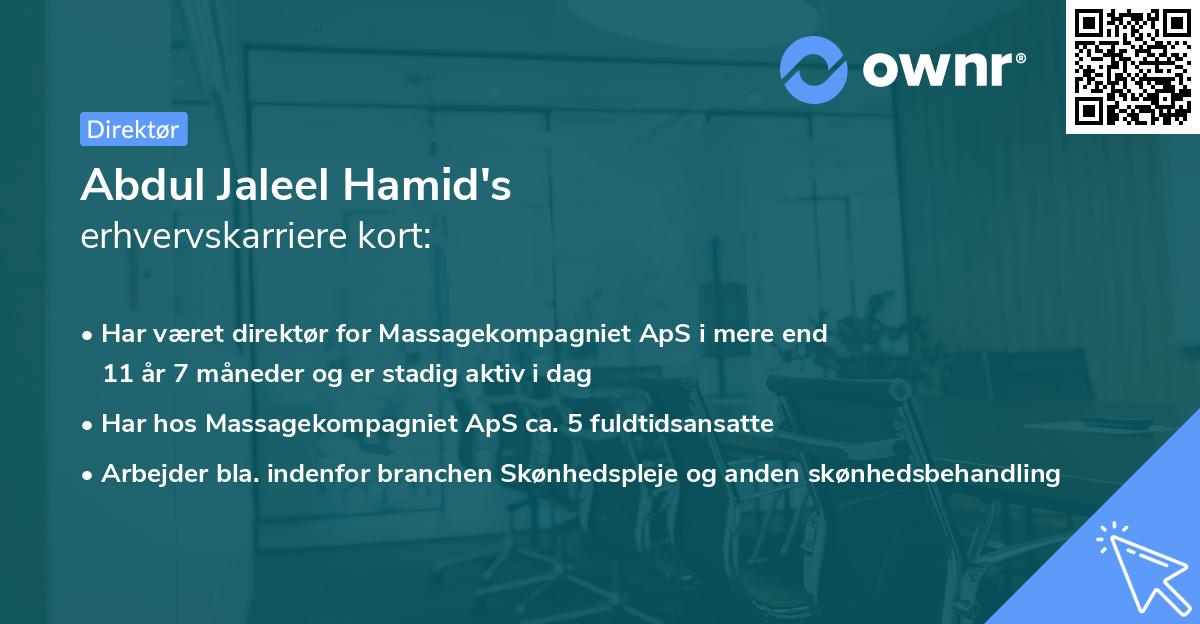 Abdul Jaleel Hamid's erhvervskarriere kort