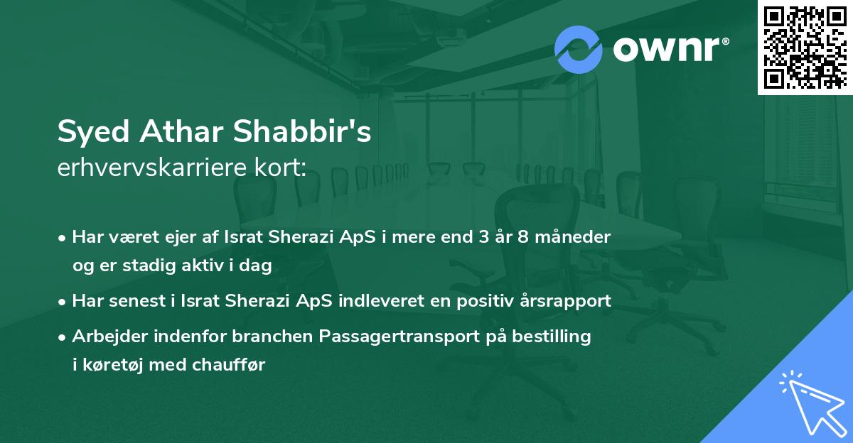 Syed Athar Shabbir's erhvervskarriere kort