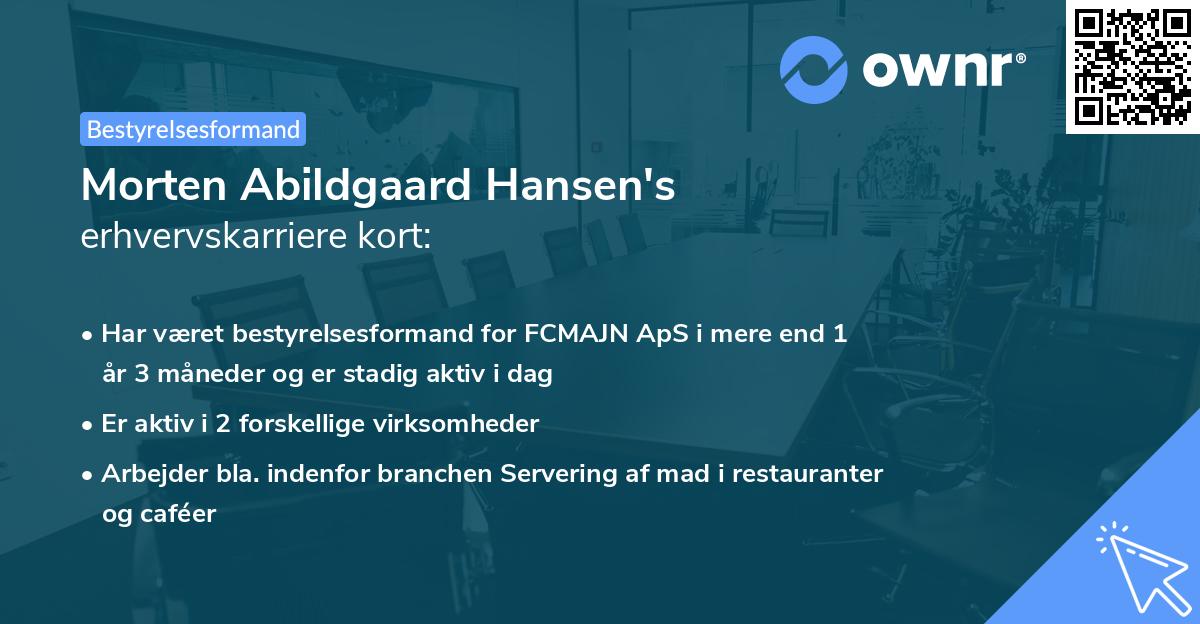 Morten Abildgaard Hansen's erhvervskarriere kort