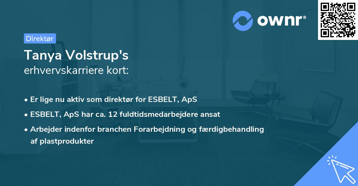 Tanya Volstrup's erhvervskarriere kort