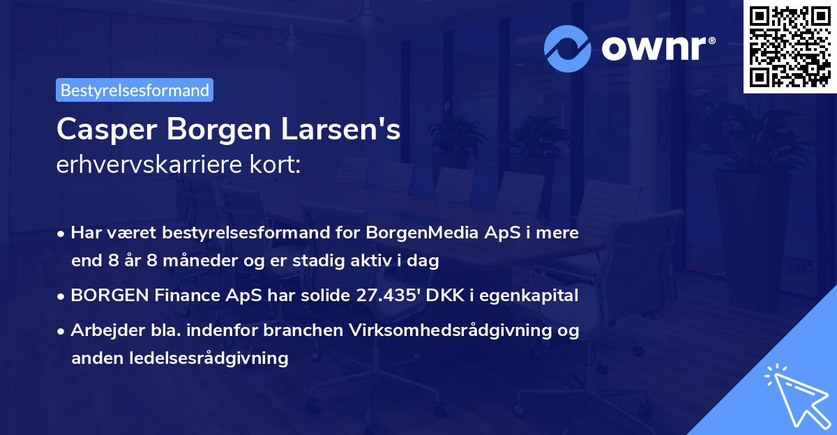 Casper Borgen Larsen's erhvervskarriere kort