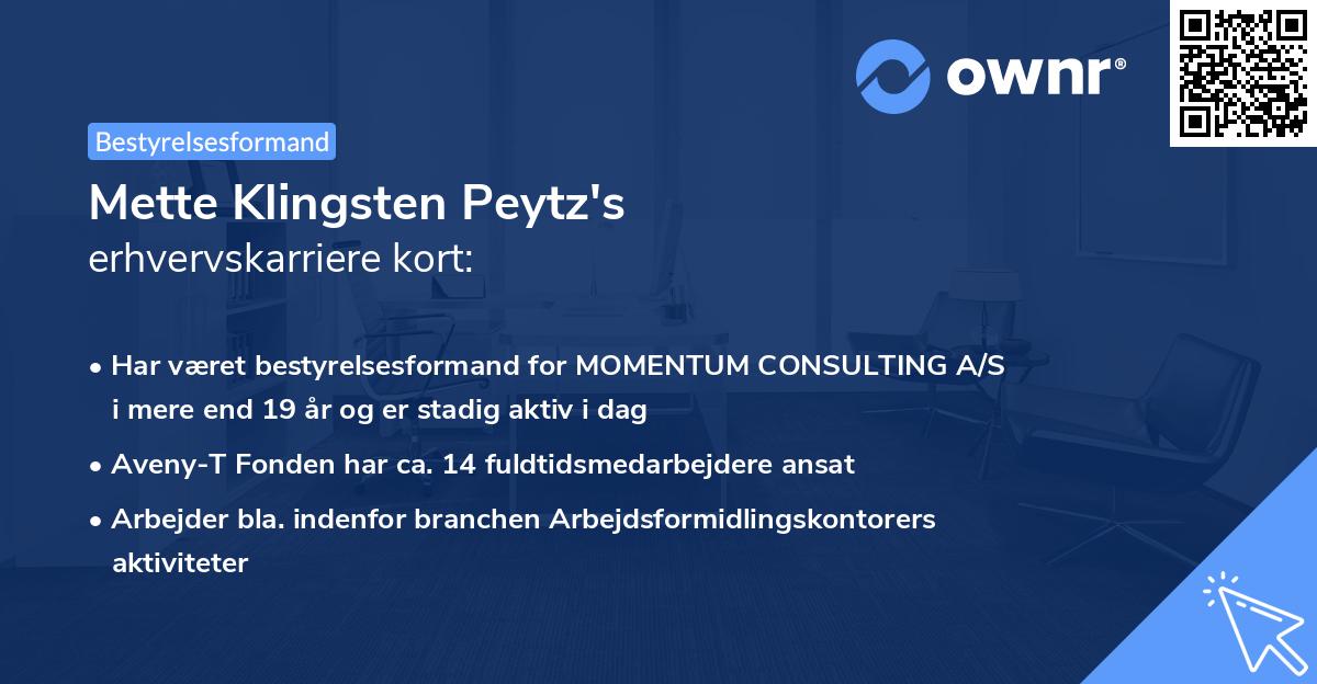 Mette Klingsten Peytz's erhvervskarriere kort