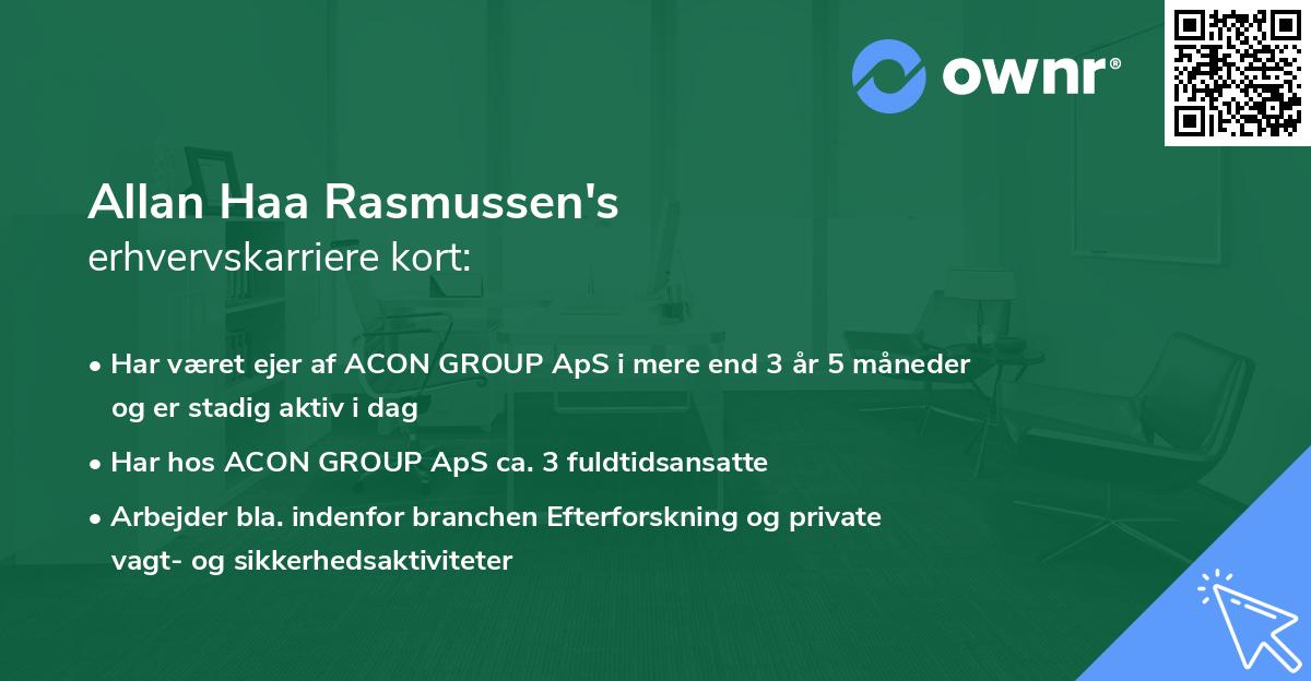 Allan Haa Rasmussen's erhvervskarriere kort