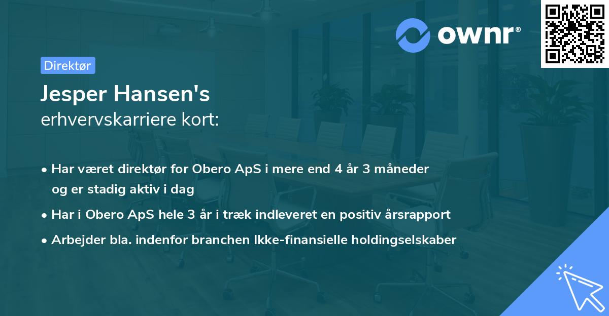 Jesper Hansen's erhvervskarriere kort