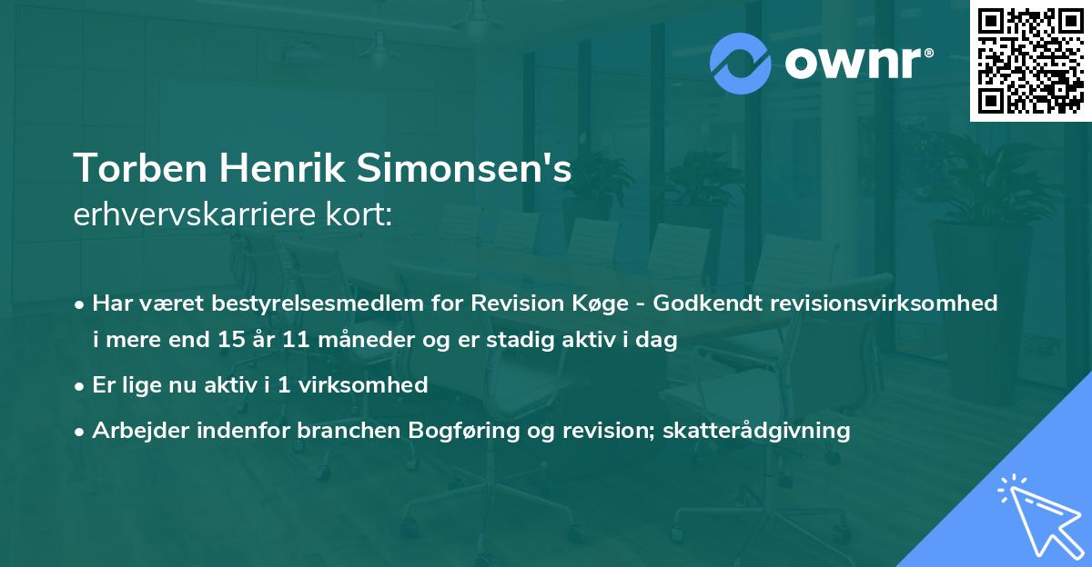 Torben Henrik Simonsen's erhvervskarriere kort