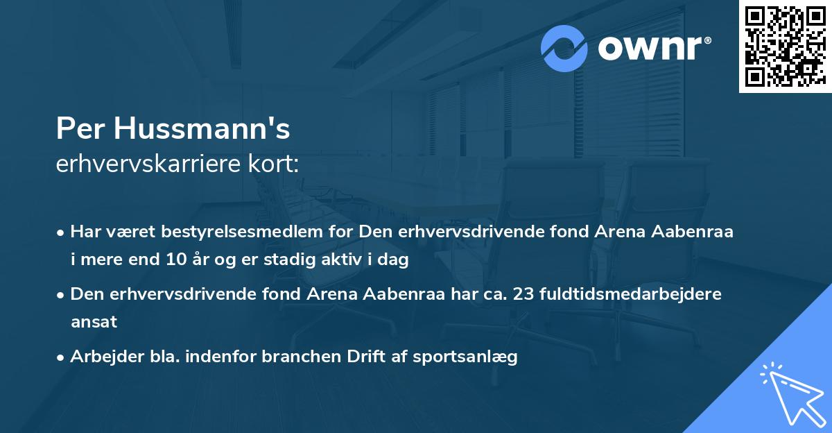 Per Hussmann's erhvervskarriere kort