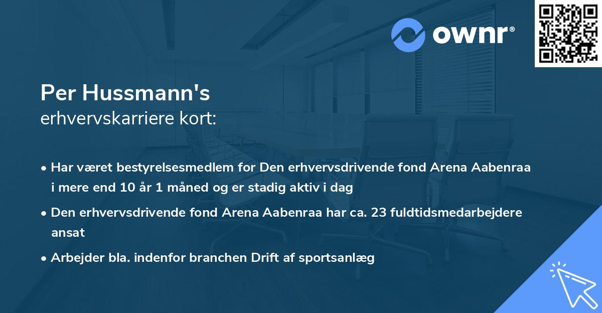 Per Hussmann's erhvervskarriere kort