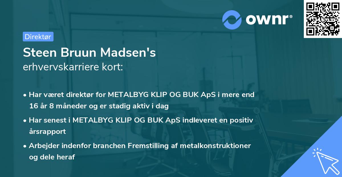 Steen Bruun Madsen's erhvervskarriere kort