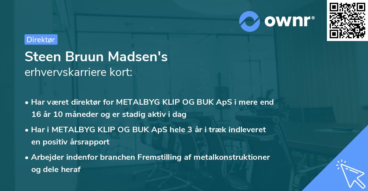 Steen Bruun Madsen's erhvervskarriere kort