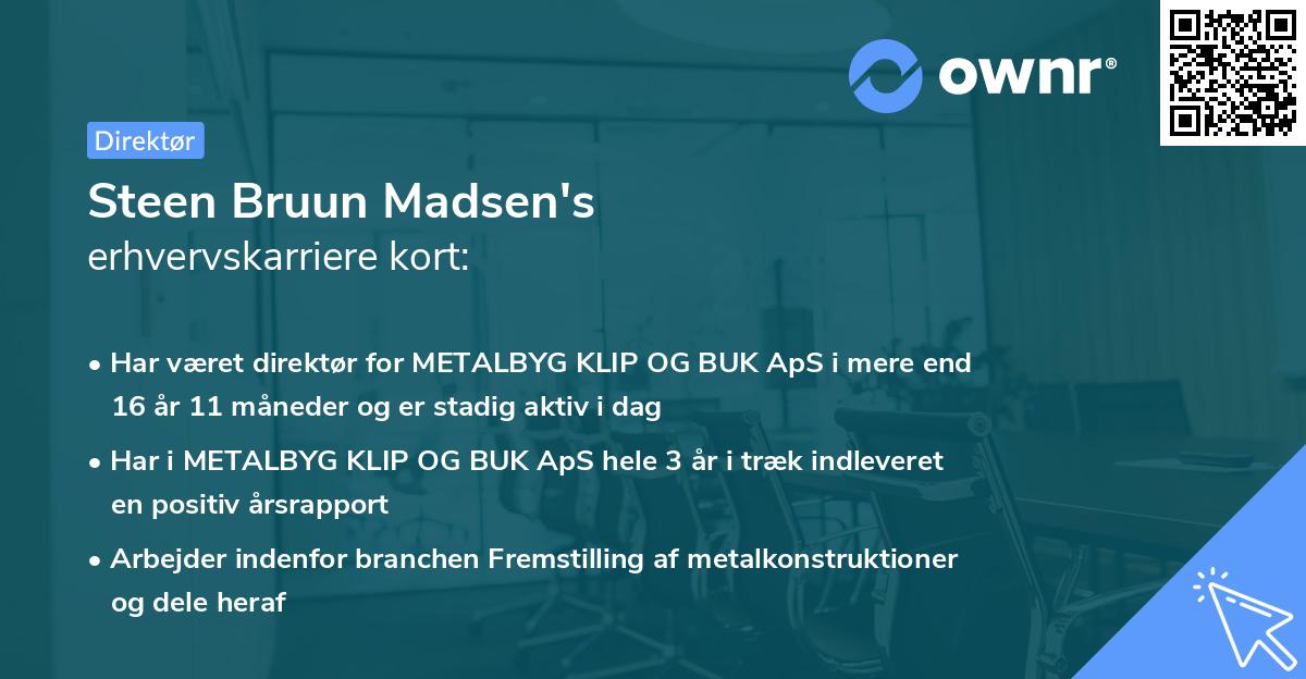 Steen Bruun Madsen's erhvervskarriere kort
