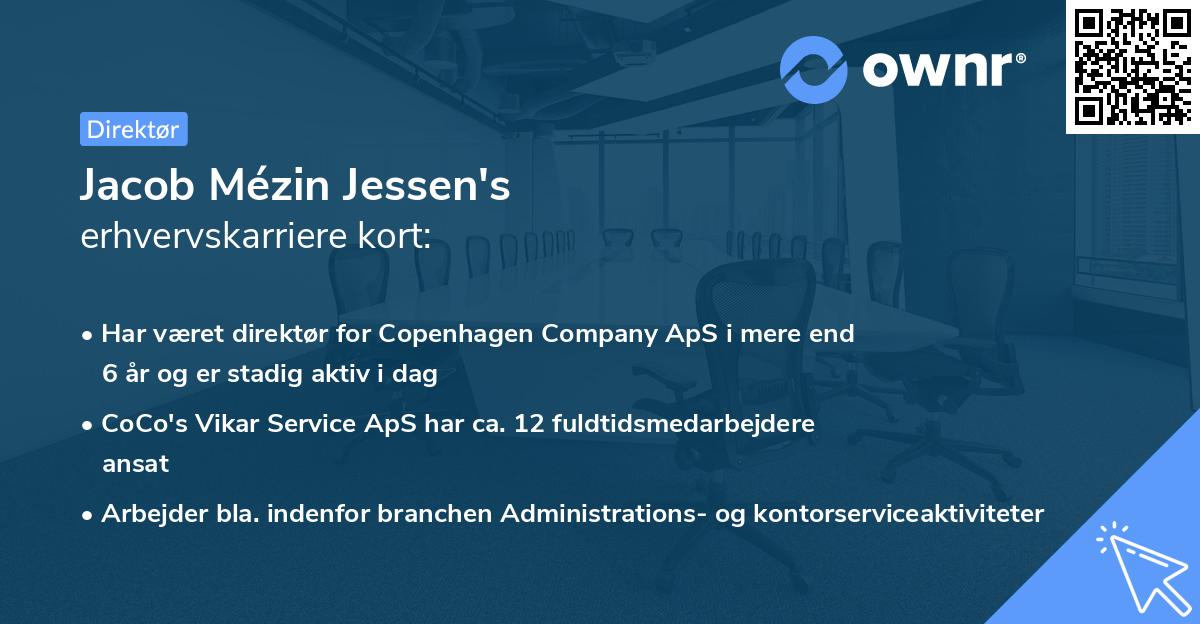 Jacob Mézin Jessen's erhvervskarriere kort