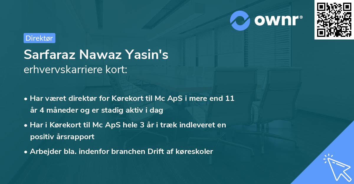 Sarfaraz Nawaz Yasin's erhvervskarriere kort