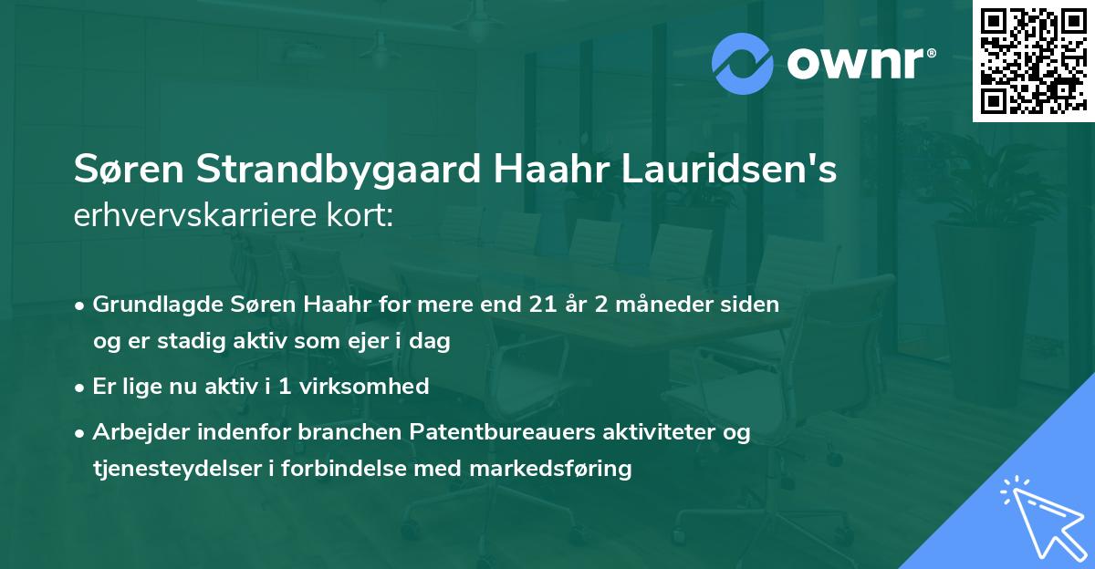 Søren Strandbygaard Haahr Lauridsen's erhvervskarriere kort