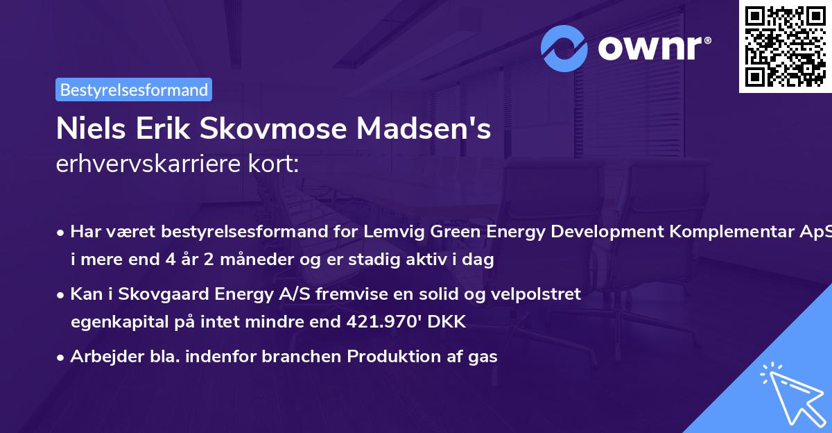 Niels Erik Skovmose Madsen's erhvervskarriere kort