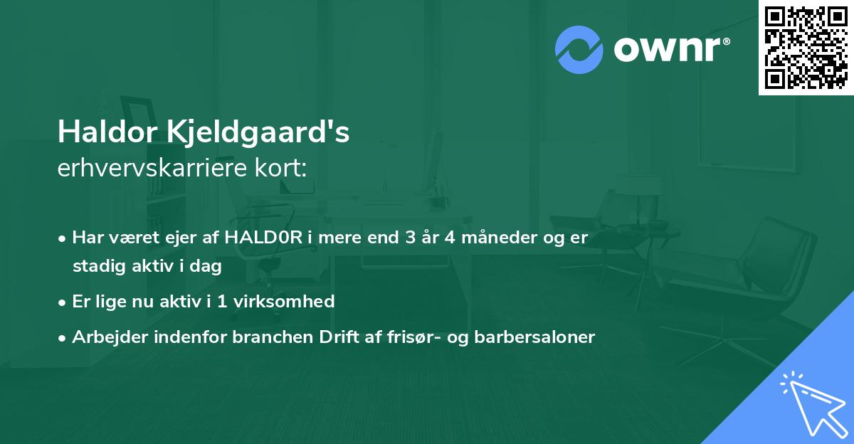 Haldor Kjeldgaard's erhvervskarriere kort