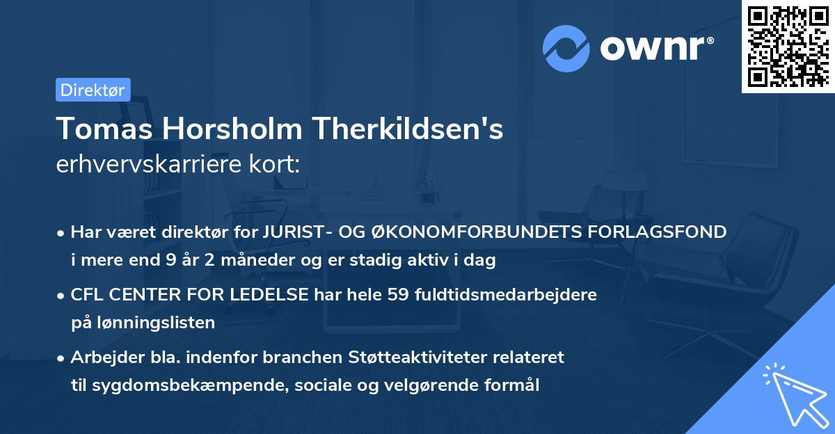Tomas Horsholm Therkildsen's erhvervskarriere kort