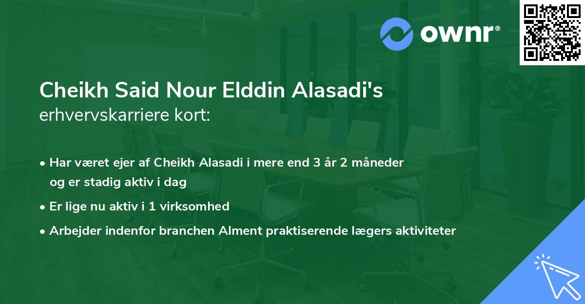 Cheikh Said Nour Elddin Alasadi's erhvervskarriere kort