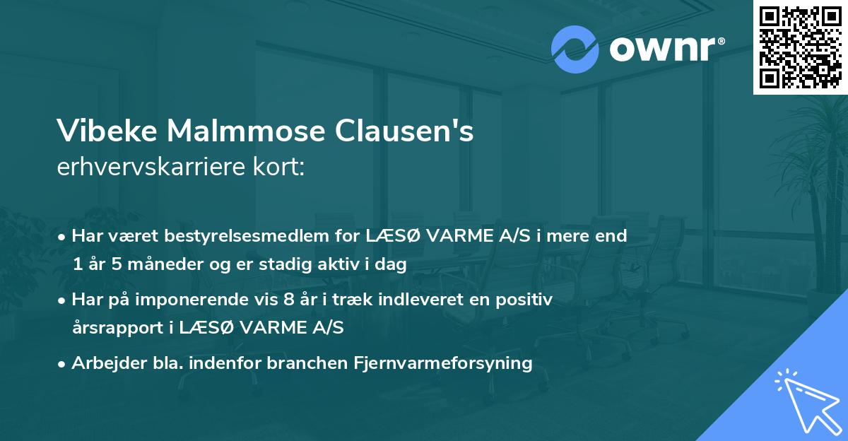 Vibeke Malmmose Clausen's erhvervskarriere kort