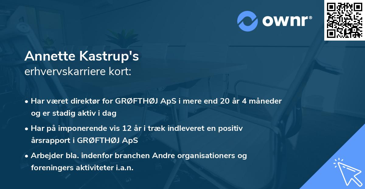 Annette Kastrup's erhvervskarriere kort