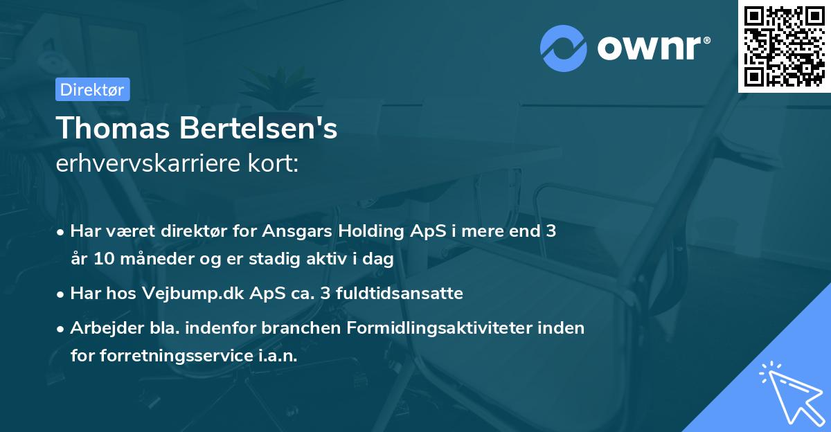 Thomas Bertelsen's erhvervskarriere kort
