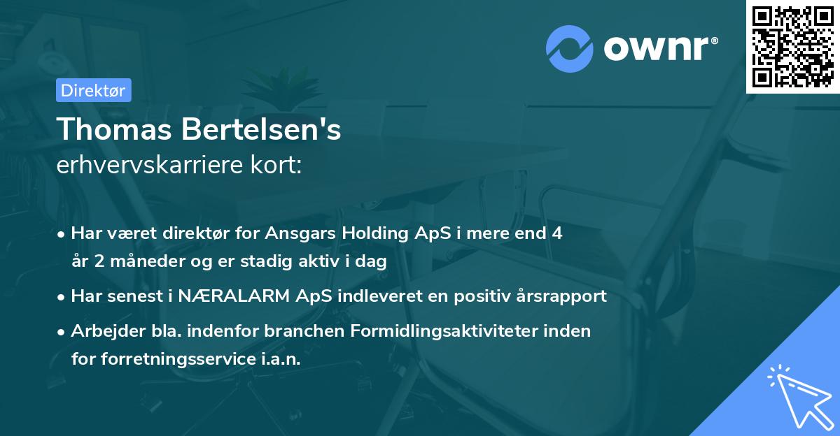 Thomas Bertelsen's erhvervskarriere kort