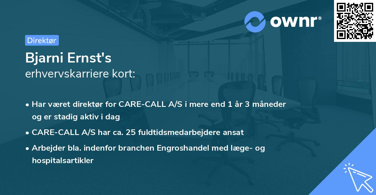 Bjarni Ernst's erhvervskarriere kort